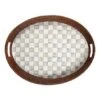 Sterling Check Rattan & Enamel Party Tray -Occasionally Yours 89263 540 w