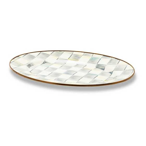Sterling Check Enamel Oval Platter Small Sterling Check Enamel Oval Platter Small -Occasionally Yours 89270 540 alt