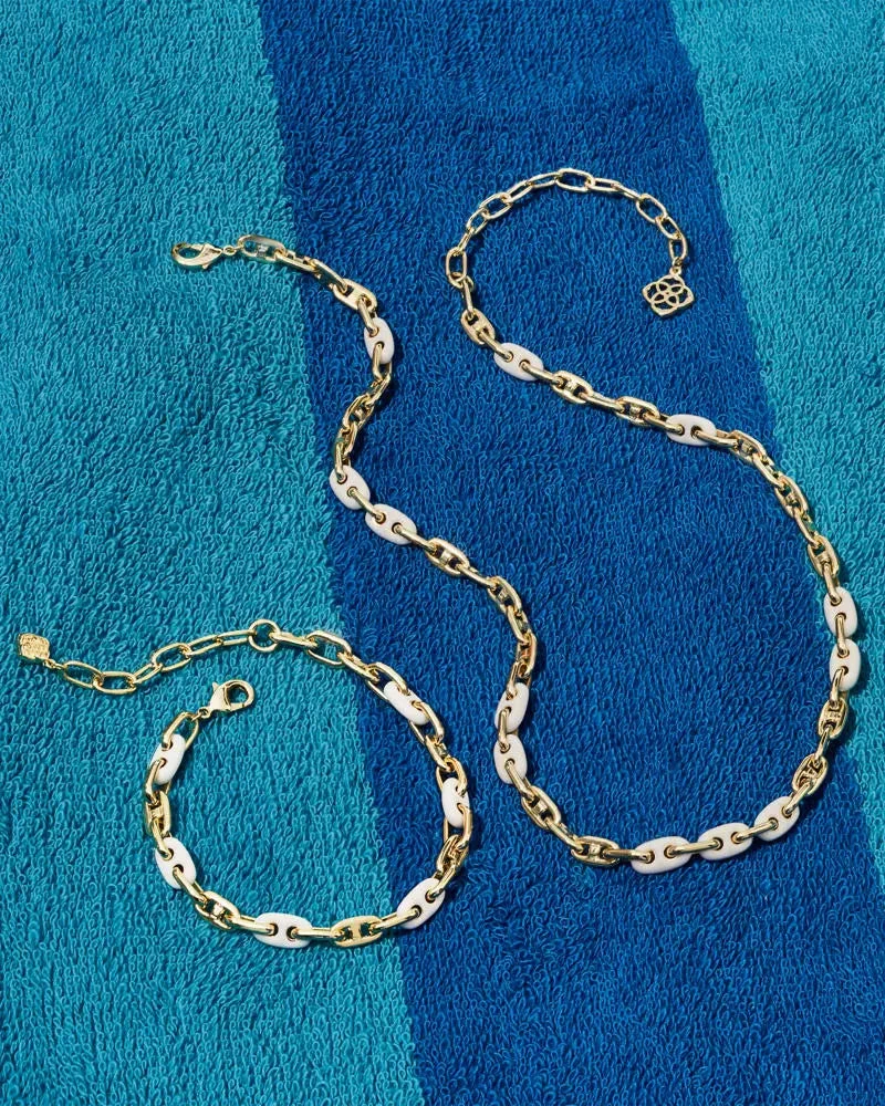 Bailey Chain Necklace Gold - White Mix Bailey Chain Necklace Gold - White Mix -Occasionally Yours Bailey Chain 2