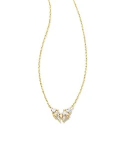 Blair Butterfly Small Short Pendant Necklace Gold - White Crystal