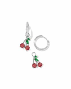 Cherry Huggie Earrings 5 Cherry Huggie Earrings -Occasionally Yours CHERRY HUGGIE EARRINGS SILVER BERRY KYOCERA OPAL KENDRA SCOTT 02