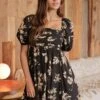 Fallon Puff Sleeve Dress -Occasionally Yours Daisy Mercantile Fallon Puff Sleeve Dress CR2212A 01