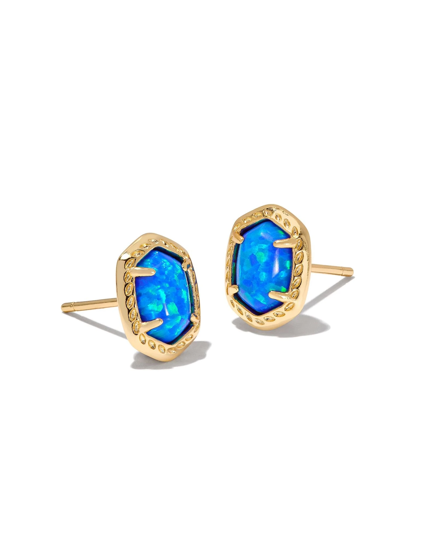 Daphne Framed Stud Earrings Daphne Framed Stud Earrings -Occasionally Yours Daphine Framed Stud Earrings Gold Bright Blue Kyocera Opal