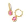 Daphne Framed Huggie Earrings -Occasionally Yours Daphne Framed Huggie Earrings Gold Magenta Kyocera Opal 01