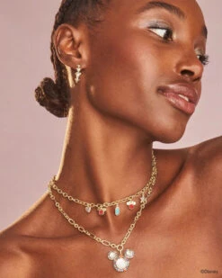 Mickey Minnie Huggie Earrings 4 Mickey Minnie Huggie Earrings -Occasionally Yours Kendra Scott Mickey and Minnie Mouse Huggie Earrings White Crystal Gold 01