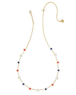 Sierra Star Strand Necklace -Occasionally Yours Kendra Scott Sierra Star Strand Necklace Gold Red White Blue Mix 01