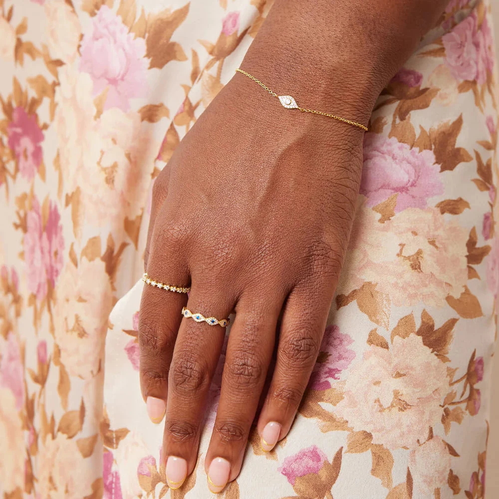 18k Solitaire Evil Eye Bracelet 18k Solitaire Evil Eye Bracelet -Occasionally Yours Little Words Project 18k Solitaire Evil Eye Bracelet 02