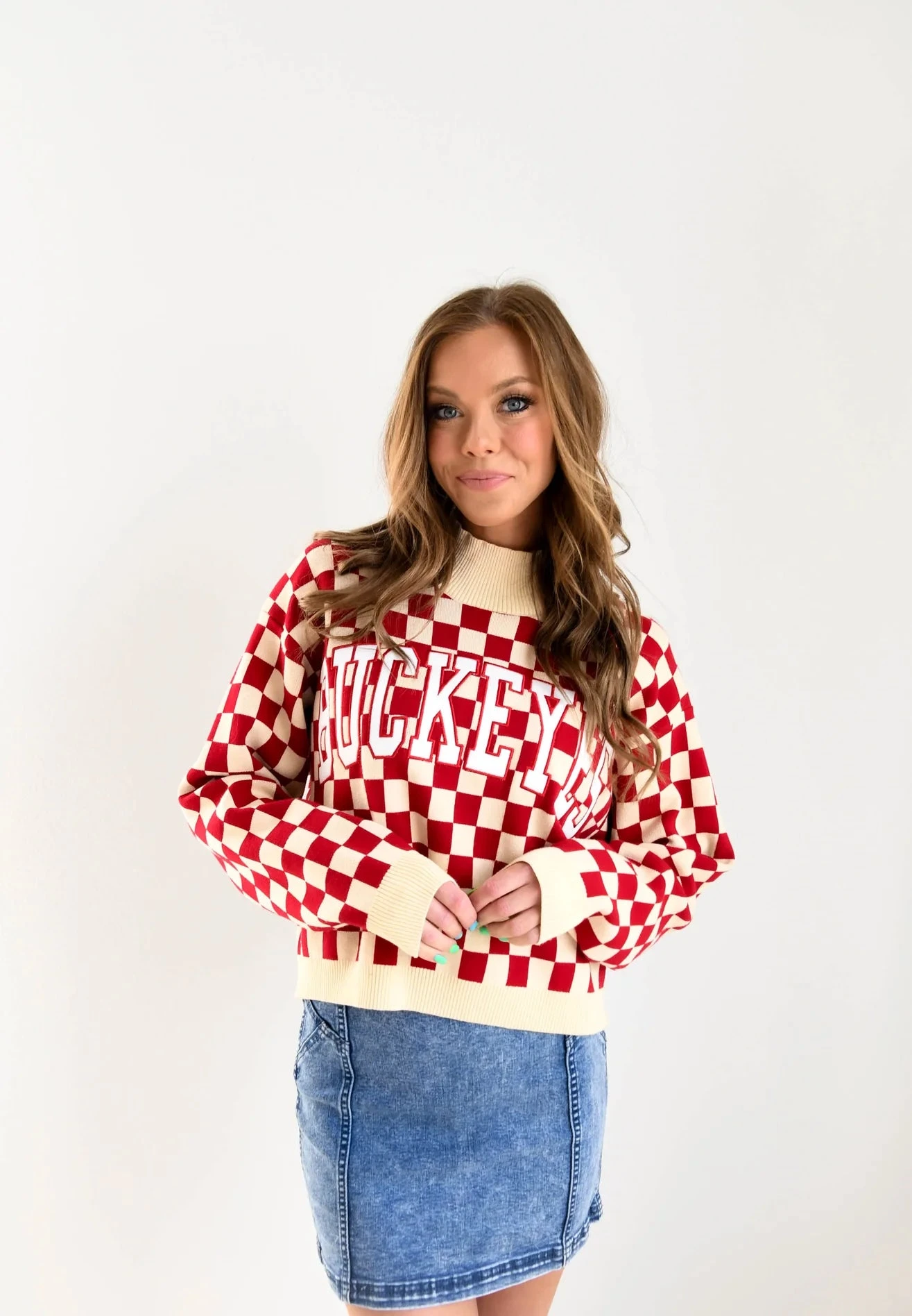 Ohio State Checkerboard Sweater Ohio State Checkerboard Sweater -Occasionally Yours Ohio State Buckeyes Checkerboard Crew Sweater 04