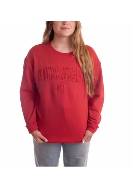 Ohio State Easley Embossed Crew Ohio State Easley Embossed Crew -Occasionally Yours Ohio State Womens Embossed Crew Sweater 01