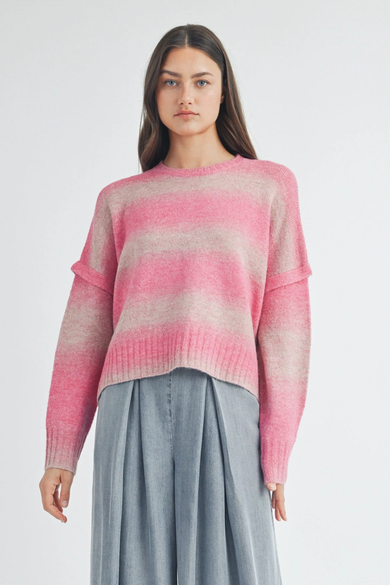Penelope Brushed Striped Sweater Penelope Brushed Striped Sweater -Occasionally Yours Penelope Brushed Striped Sweater Front2