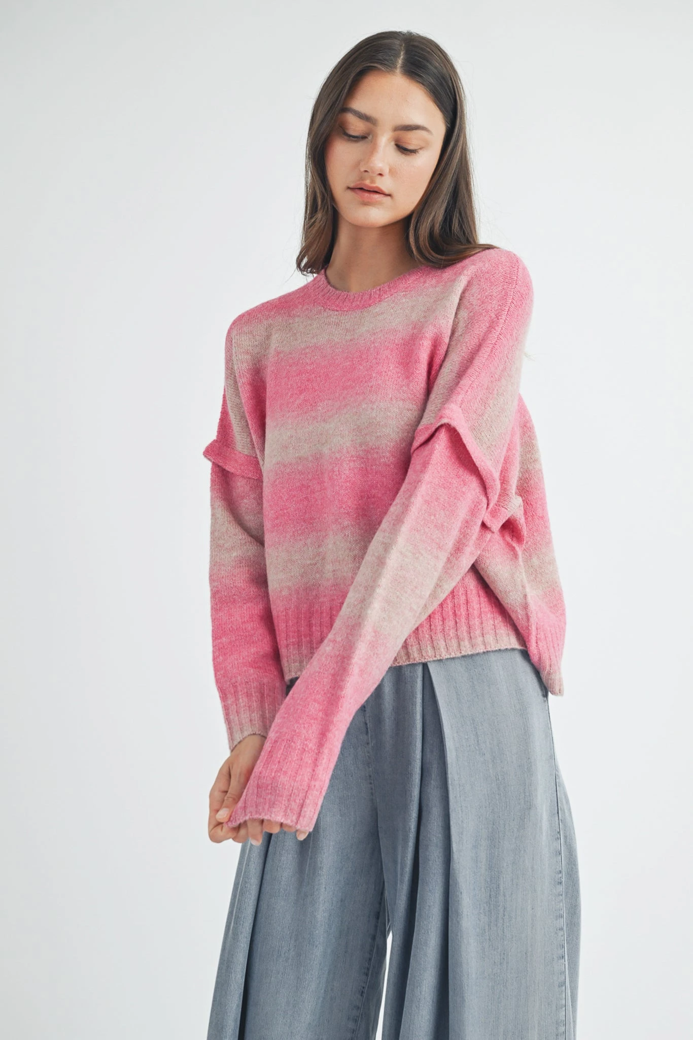Penelope Brushed Striped Sweater Penelope Brushed Striped Sweater -Occasionally Yours Penelope Brushed Striped SweaterFront