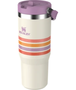 Stanley The IceFlow™ Flip Straw Tumbler 30 Oz -Occasionally Yours Stanley Cup 30 oz Cream Lilac Stripe 01