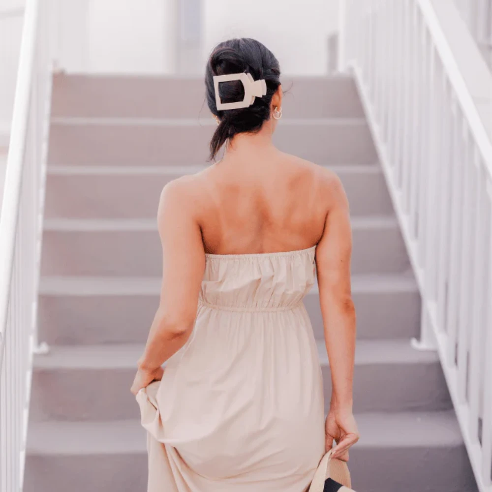 Large Square Flat Hair Clip Large Square Flat Hair Clip -Occasionally Yours TELETIES almond beige large flat square clip large hair clip 04