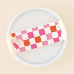 Tumbler Lid Tag (Check) -Occasionally Yours The Darling Effect Tumbler Lid Tag Check Pink