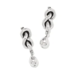 Interlok Single Knot Drop Earrings - Silver -Occasionally Yours brighton interlok single knot drop earrings silver 2