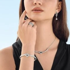 Interlok Single Knot Drop Earrings - Silver -Occasionally Yours brighton interlok single knot drop earrings silver 3