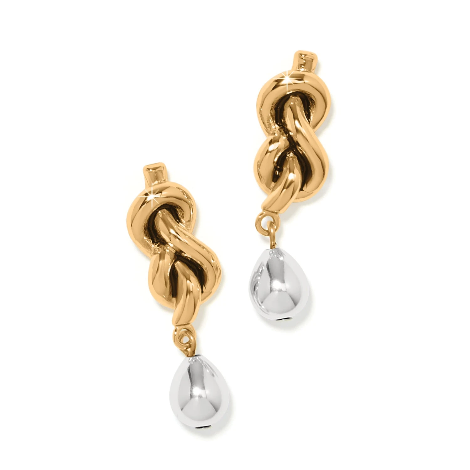 Brighton Interlok Single Knot Drop Earrings - Silver-Gold Brighton Interlok Single Knot Drop Earrings - Silver-Gold -Occasionally Yours brighton interlok single knot drop earrings silver gold 2
