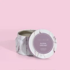 Printed Travel Tin Pattern Play Aloha - 8.5 Oz 4 Printed Travel Tin Pattern Play Aloha - 8.5 Oz -Occasionally Yours capri blue aloha orchid modern marble travel tin 3