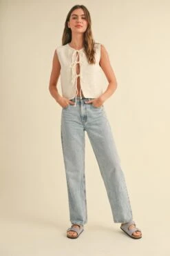 Gracie Front Tie Vest -Occasionally Yours dm gracie front tie vest cream 4
