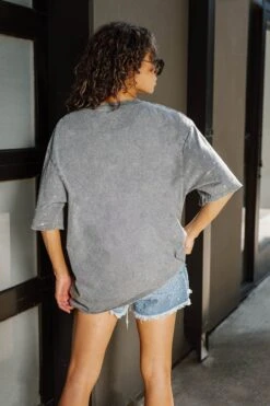 Ohio State Oversized All-Over Rhinestone Short Sleeve Tee -Occasionally Yours dm osu all over rhinestone ss tee grey 5