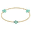 Signature Cross Gold Pattern 2mm Bead Bracelet - Mint