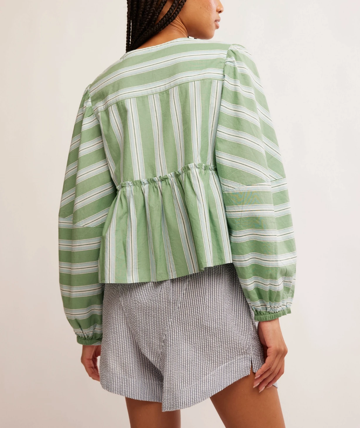 Brunch Babe Blouse FREE PEOPLE Brunch Babe Blouse -Occasionally Yours fp brunch babe blouse white spruce combo 3