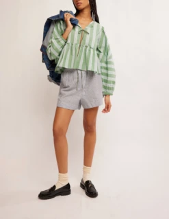 FREE PEOPLE Brunch Babe Blouse 6 FREE PEOPLE Brunch Babe Blouse -Occasionally Yours fp brunch babe blouse white spruce combo 5