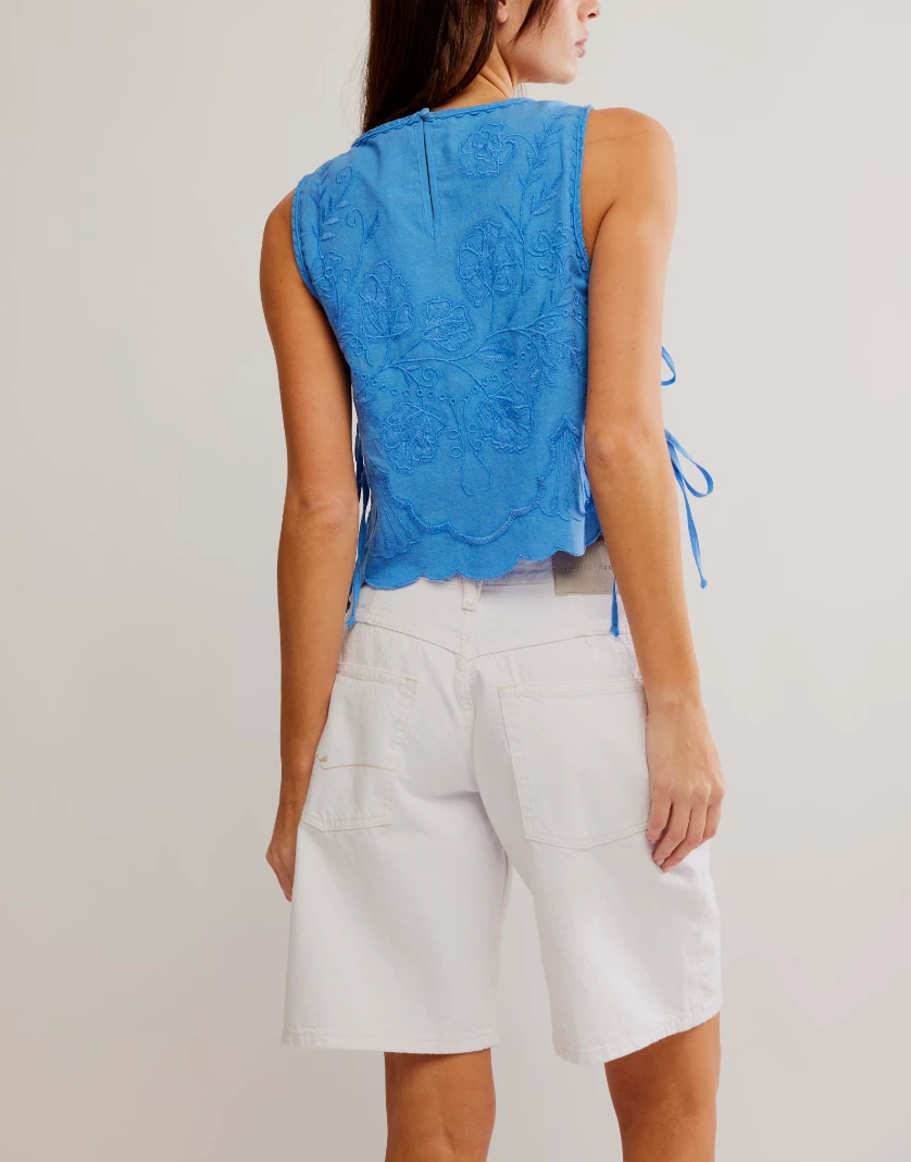 Faded Gardens Tank FREE PEOPLE Faded Gardens Tank -Occasionally Yours fp faded gardens tank blue marina 3