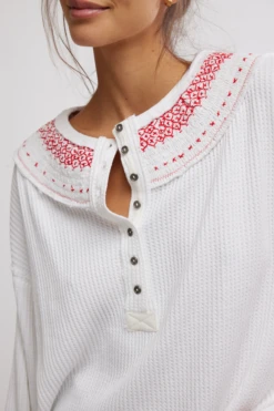 FREE PEOPLE Holly Henley -Occasionally Yours fp holly henley ivory combo 4