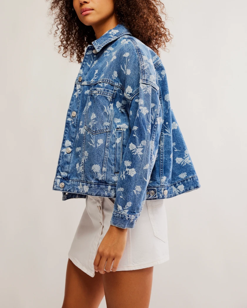 Opal Swing Denim Jacket FREE PEOPLE Opal Swing Denim Jacket -Occasionally Yours fp opal swing denim jacket fallen daisy 2