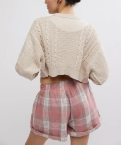 FREE PEOPLE Sunday Morning Boxer -Occasionally Yours fp sunday morning boxer peachy pink combo 3