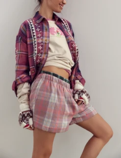 FREE PEOPLE Sunday Morning Boxer -Occasionally Yours fp sunday morning boxer peachy pink combo 6