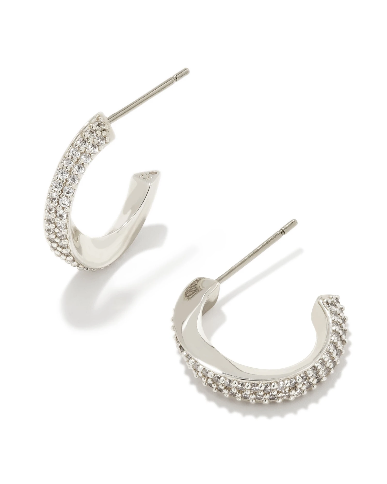 Ella Huggie Earrings Silver - White Crystal Ella Huggie Earrings Silver - White Crystal -Occasionally Yours kendra scott ella huggie earrings rhodium white cz 00