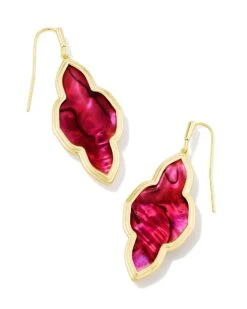 Framed Abbie Drop Earrings In Light Burgundy Illusion -Occasionally Yours kendra scott framed abbie drop earrings gold light burgundy illusion 00