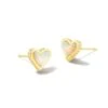 Framed Ari Heart Stud Earrings Gold - White Opalescent Resin