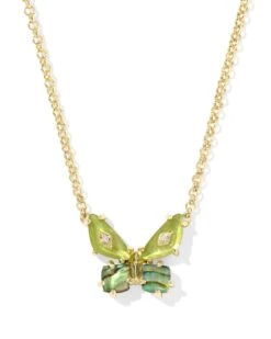 Bianca Butterfly Short Pendant Necklace -Occasionally Yours ks bianca butterfly short pendant necklace gold green mix 1