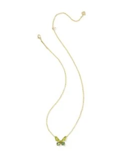 Bianca Butterfly Short Pendant Necklace -Occasionally Yours ks bianca butterfly short pendant necklace gold green mix 2