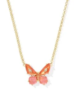 Bianca Butterfly Short Pendant Necklace -Occasionally Yours ks bianca butterfly short pendant necklace gold orange mix 1