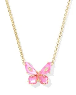 Bianca Butterfly Short Pendant Necklace -Occasionally Yours ks bianca butterfly short pendant necklace gold pink mix 1