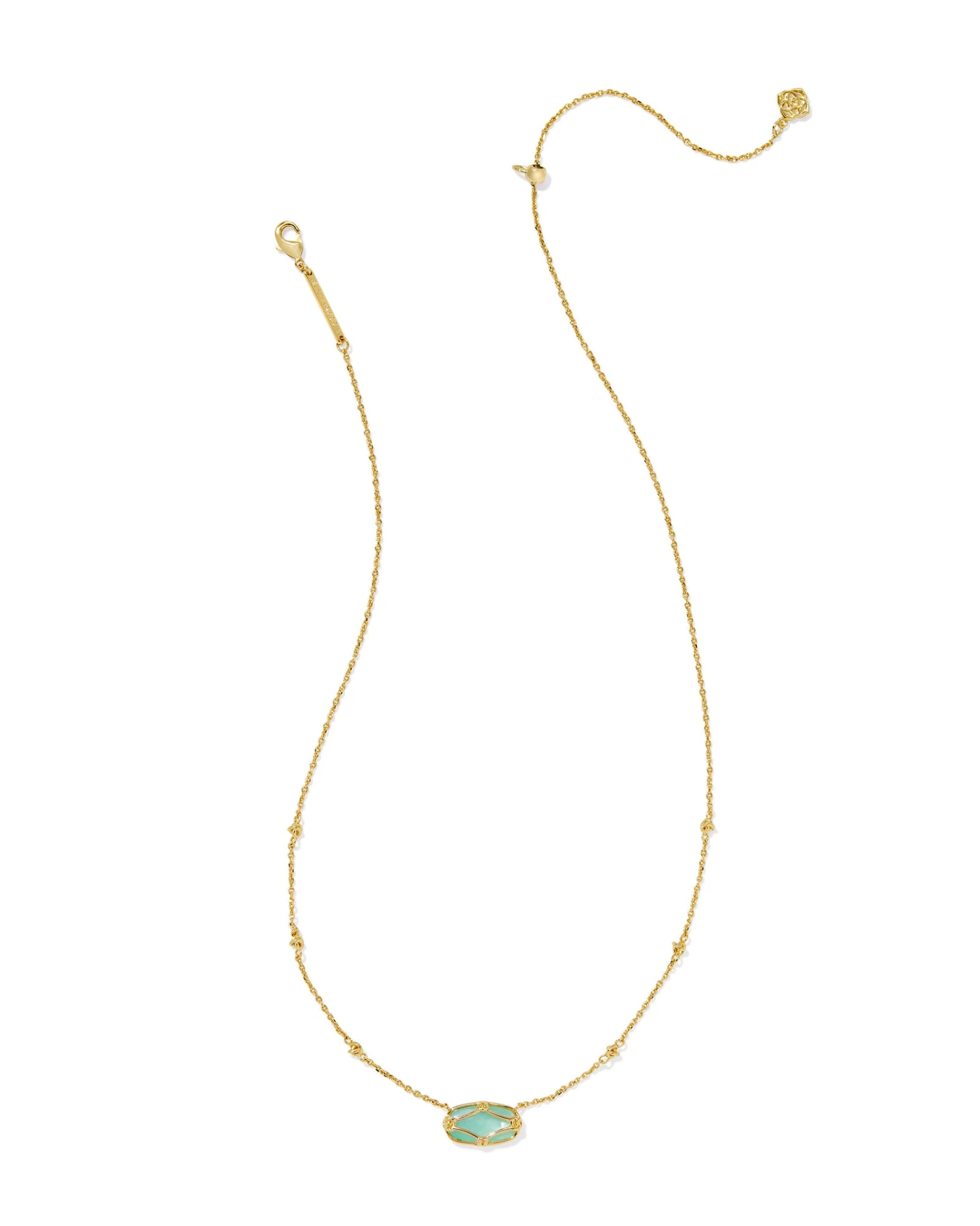 Elisa Lattice Frame Short Pendant Necklace Elisa Lattice Frame Short Pendant Necklace -Occasionally Yours ks elisa lattice frame short pendant necklace gold light green mop 2