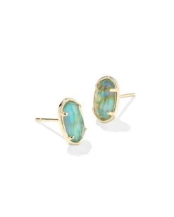 Grayson Stone Stud Earrings -Occasionally Yours ks grayson stone stud earrings gold deep aqua illusion