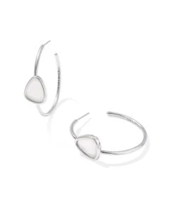 Margot Hoop Earrings -Occasionally Yours ks margot hoop earrings vintage silver ivory mother of pearl