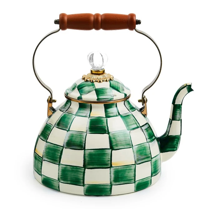 Emerald Check 3 Quart Tea Kettle Emerald Check 3 Quart Tea Kettle -Occasionally Yours mc 3 quart tea kettle emerald check 1