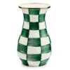 Emerald Check Tall Vase -Occasionally Yours mc enamel tall vase emerald check 1