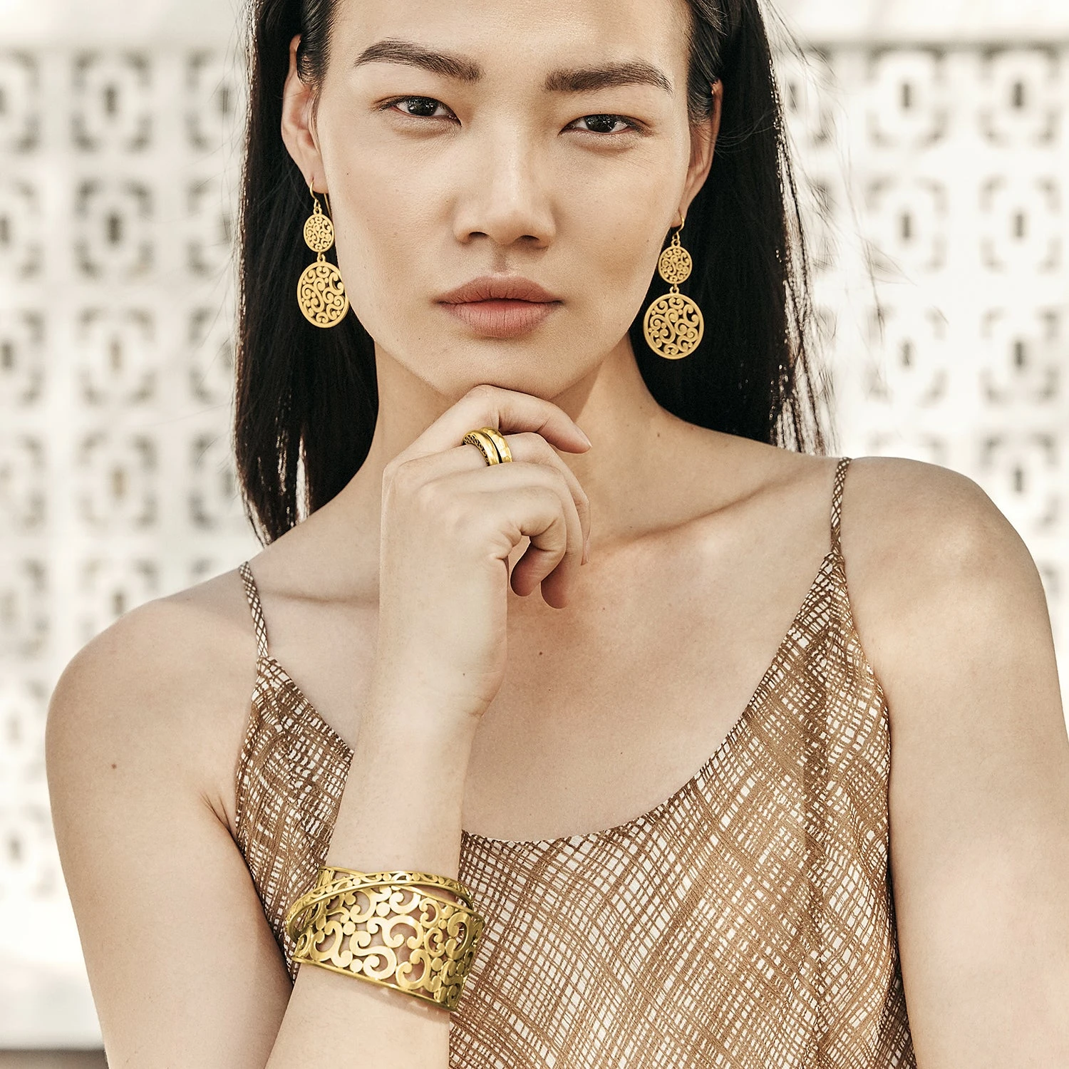 Contempo Medallion Duo French Wire Earrings Contempo Medallion Duo French Wire Earrings -Occasionally Yours qija9904 03