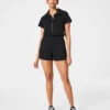 Spanx Airessentials Half Zip Romper -Occasionally Yours spanx airessentials half zip romper very black 1