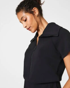 Spanx Airessentials Half Zip Romper -Occasionally Yours spanx airessentials half zip romper very black 7