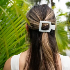 Medium Square Flat Hair Clip 9 Medium Square Flat Hair Clip -Occasionally Yours teleties coconut white medium flat square clip medium hair clip 4