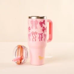 Lifestyle Flip Straw Tumbler 4 Lifestyle Flip Straw Tumbler -Occasionally Yours the darling effect lifestyle flip straw tumbler 40 oz blushing bows 1
