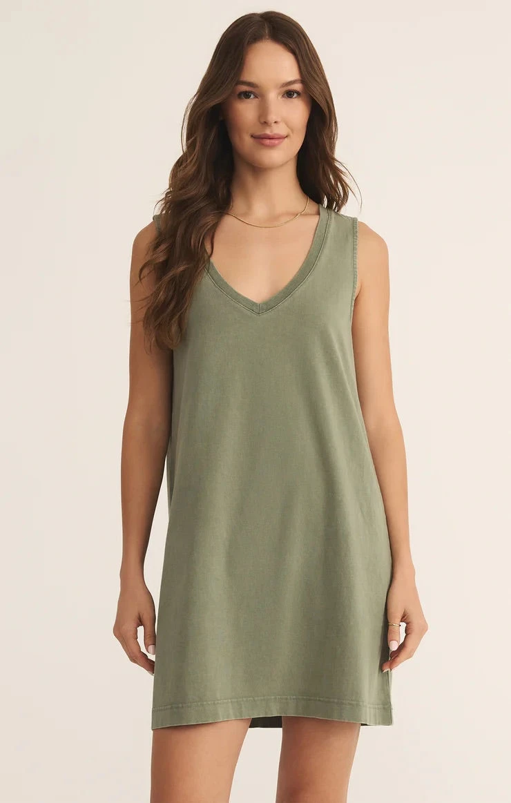 Sloane V-Neck Mini Dress Sloane V-Neck Mini Dress -Occasionally Yours z supply sloane v neck mini dress avocado 1
